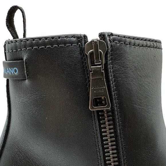 Brand New Prada Montana Lug Sole Vitello Leather mini Platform Combat Boots - Picture 8 of 12